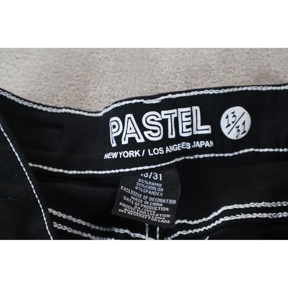 Pastel Jeans Womens 13/31 Black Contrast Stitch Flap Pocket Bootcut Stretch - Picture 6 of 8